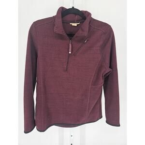 Ascend Womens Sz L 1/4 Zip Pullover Knit Athletic Jacket Burgundy Red